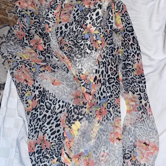 Forever 21 Tops - Forever 21 Multicolor Sheer Leopard Blouse